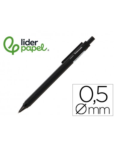 Portaminas liderpapel coleccion 5 con clip y goma punta 0.5 mm negro
