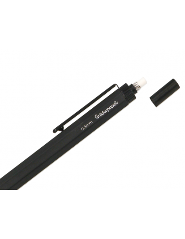 Portaminas liderpapel coleccion 5 con clip y goma punta 0.5 mm negro