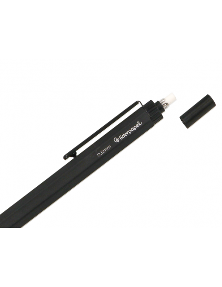 Portaminas liderpapel coleccion 5 con clip y goma punta 0.5 mm negro