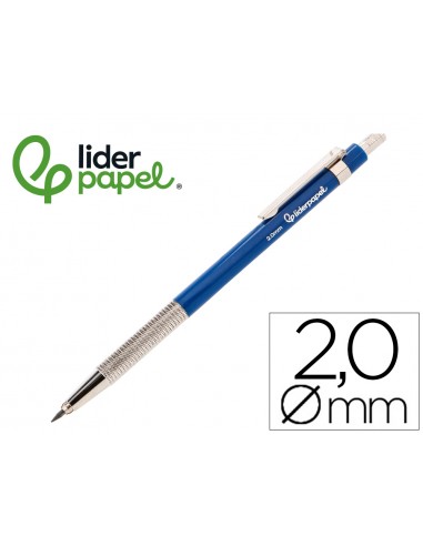 Portaminas liderpapel coleccion 4 con clip y sacapuntas 2 mm azul