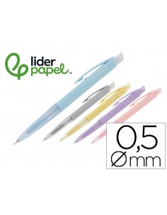 Portaminas liderpapel coleccion 1 con clip y goma 0.5 mm 5 colores surtidos
