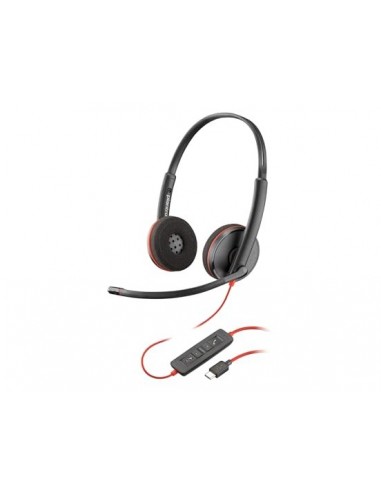 Auriculares poly con cable blackwire 3220 stereo usb-c + adaptador usb-c/a