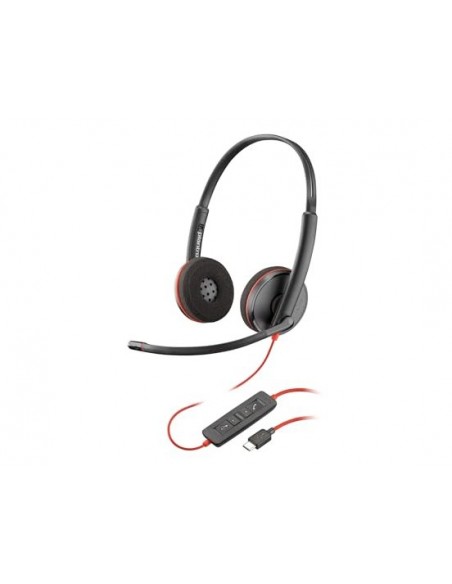 Auriculares poly con cable blackwire 3220 stereo usb-c + adaptador usb-c/a