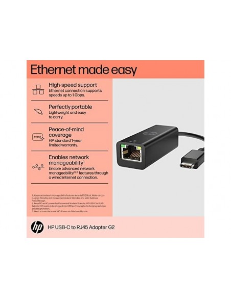 Adaptador hp g2 usb-c a rj45