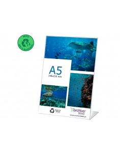 Expositor sobremesa archivo 2000 petg flexible en forma de l din a5 vertical 55x150x210 mm