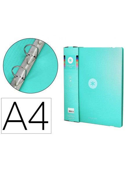 Carpeta 4 anillas de 35 mm mixtas antartik a4 foam color menta