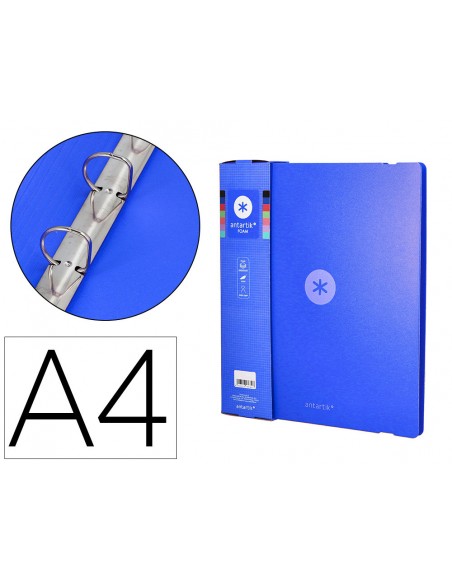 Carpeta 4 anillas de 35 mm mixtas antartik a4 foam color azul