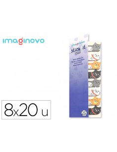 Bloc notas adhesivas imaginovo marcapaginas gato 160 hojas 8x15x48 mm
