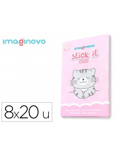 Notas adhesivas imaginovo stick it! notebook 160 notas adhesivas gatito tamaños surtidos