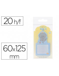 Bloc notas adhesivas imaginovo bunny con soporte 20 hojas gato azul 60x125 mm