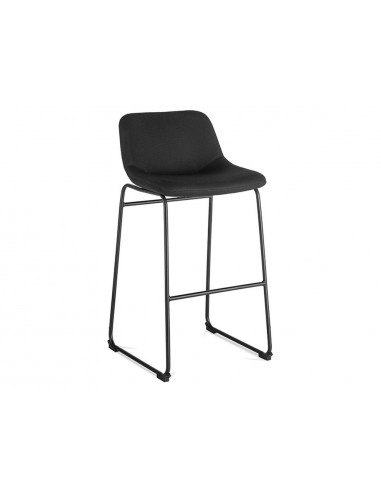 Taburete alto rocada con asiento y respaldo bajo tapizado tela ignifuga base metalica acero color negro