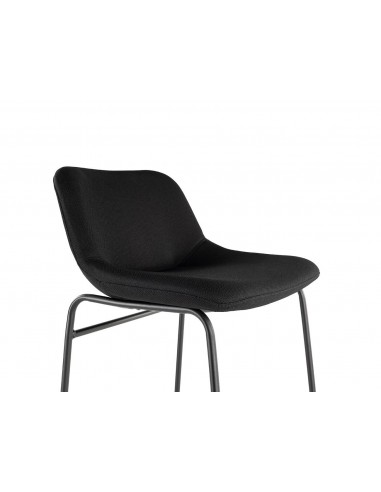 Taburete alto rocada con asiento y respaldo bajo tapizado tela ignifuga base metalica acero color negro