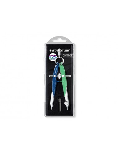 Compas staedtler micrometrico mars 556 azul/verde con husillo y rueda central