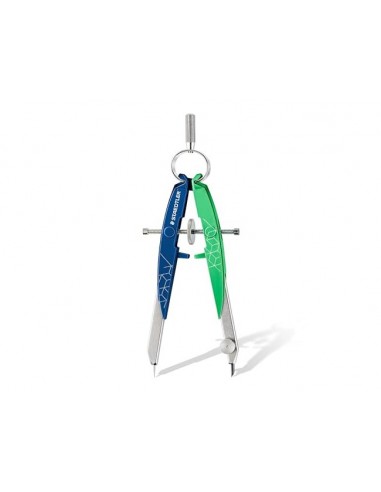Compas staedtler micrometrico mars 556 azul/verde con husillo y rueda central