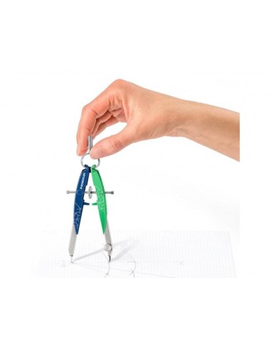 Compas staedtler micrometrico mars 556 azul/verde con husillo y rueda central