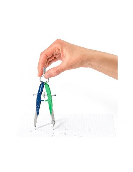Compas staedtler micrometrico mars 556 azul/verde con husillo y rueda central