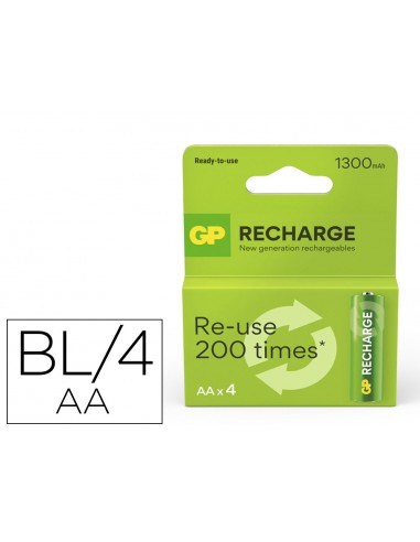 Pila gp recargable aa 1300 mah blister de 4 unidades