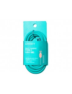 Cable groovy tipo c a tipo c carga rapida longitud 1 m color azul turquesa