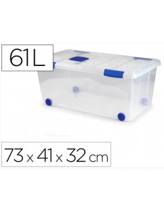Contenedor plastico plasticforte n 7 transparente con tapa 61l 73x41x32 cm