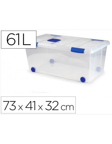 Contenedor plastico plasticforte n 7 transparente con tapa 61l 73x41x32 cm