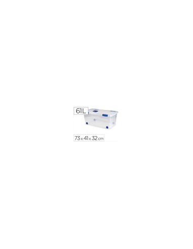 Contenedor plastico plasticforte n 7 transparente con tapa 61l 73x41x32 cm