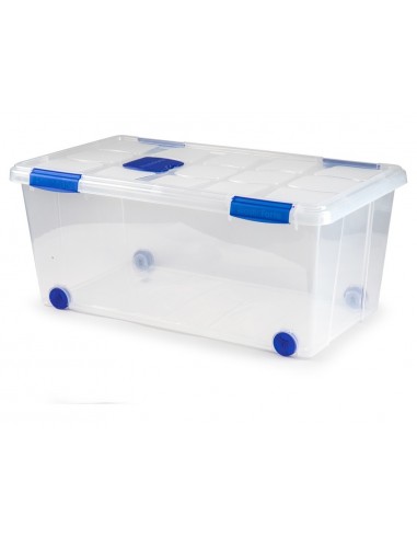 Contenedor plastico plasticforte n 7 transparente con tapa 61l 73x41x32 cm