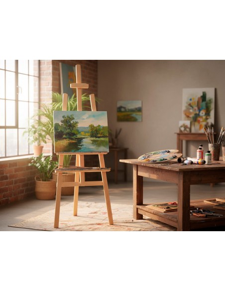 Caballete de pie pintor liderpapel madera de pino barnizado 58,5x175x75 cm certificado fsc Caballete de pie pintor liderpapel madera de pino barnizado 58,5x175x75 cm certificado fsc
