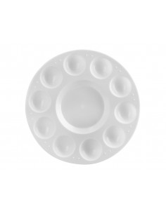 Paleta plastico liderpapel para pintura redonda con 10 huecos 17 cm