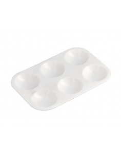 Paleta plastico liderpapel para pintura rectangular con 6 huecos 12.5x8,7 cm