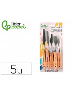 Espatula para pintura liderpapel metalica mango de madera juego de 5 unidades tamaños surtidos certificado
