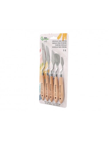 Espatula para pintura liderpapel metalica mango de madera juego de 5 unidades tamaños surtidos certificado
