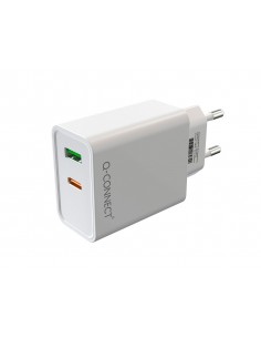 Cargador de pared q-connect usb-a y usb-c 20 w blanco
