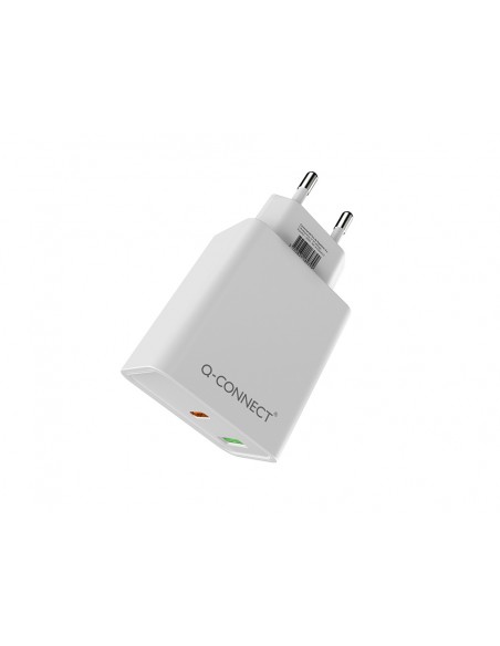 Cargador de pared q-connect usb-a y usb-c 20 w blanco