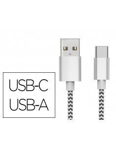 Cable usb-c a usb-a q-connect nailon longitud 1m blanco