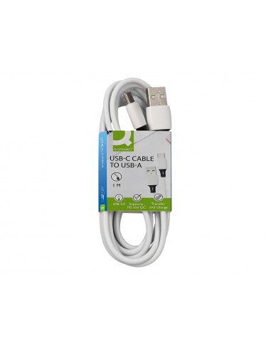 Cable usb-c a usb-a q-connect pvc longitud 1m blanco