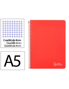 Cuaderno espiral liderpapel a5 witty tapa dura 80h 90gr cuadro 4mm con margen color rojo
