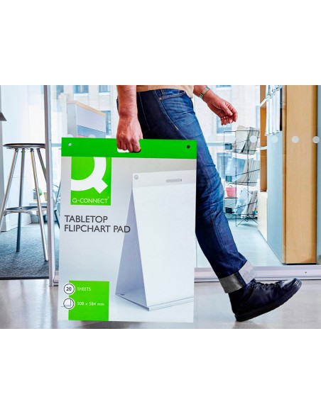 Bloc congreso q-connect liso autoadhesivo sobremesa 508x584 mm 20 hojas papel blanco de 75 g fsc