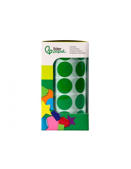 Gomets liderpapel autoadhesivo circulos 20 mm verde rollo de 2000 unidades en caja de carton Gomets liderpapel autoadhesivo circulos 20 mm verde rollo de 2000 unidades en caja de carton