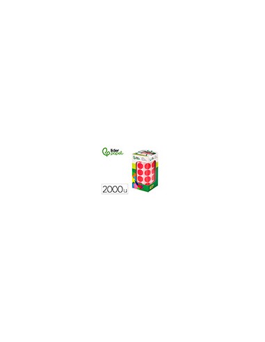 Gomets liderpapel autoadhesivo circulos 20 mm rojo rollo de 2000 unidades en caja de carton
