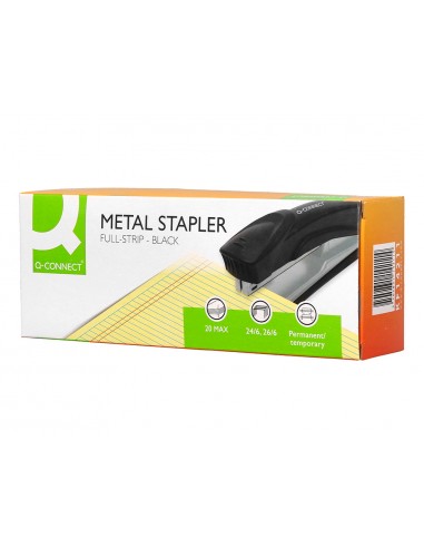 Grapadora q-connect kf14211 metalica negra capacidad 20 hojas