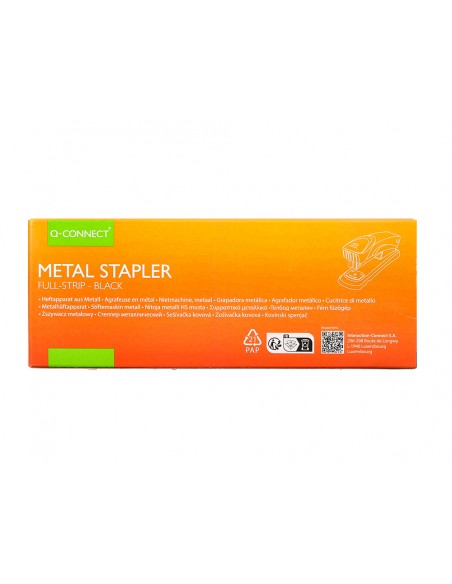 Grapadora q-connect kf14211 metalica negra capacidad 20 hojas Grapadora q-connect kf14211 metalica negra capacidad 20 hojas