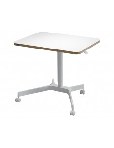 Mesa leitz ergo regulable en altura neumatica tablero 80x60 cm con 4 ruedas color blanco