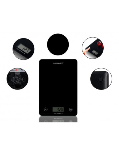 Bascula precision q-connect digital con pantalla lcd precision 1 g capacidad de 5 g a 5 kg 200x135x16 mm