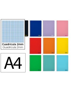 Cuaderno espiral liderpapel a4 smart tapa blanda 80h 75gr milimetrado 2mm colores surtidos