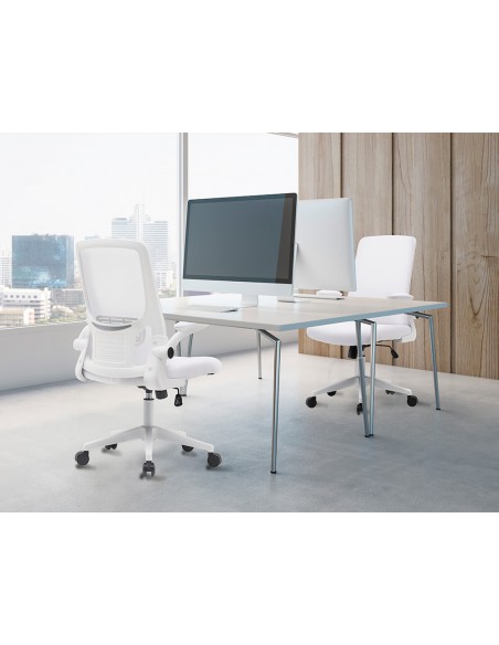 Silla q-connect oficina alba malla base metalica alt max 1110 anc 610 prof 580 ruedas premium color blanco