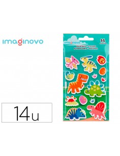 Pegatinas imaginovo luminosas dinosaurios con relieve 190x105 mm en blister