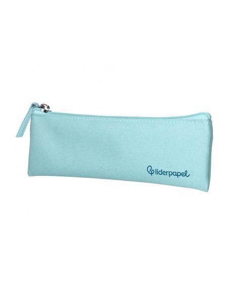 Estuche portatodo liderpapel plano estrecho una cremallera 200x60 mm azul celeste