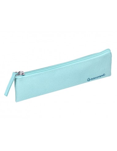 Estuche portatodo liderpapel plano estrecho una cremallera 200x60 mm azul celeste