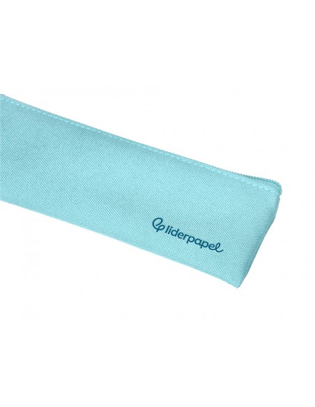 Estuche portatodo liderpapel plano estrecho una cremallera 200x60 mm azul celeste