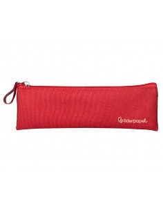 Estuche portatodo liderpapel plano estrecho una cremallera 200x60 mm rojo